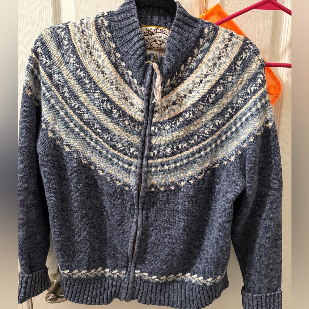 Vintage patterned zip sweater jacket/cardigan